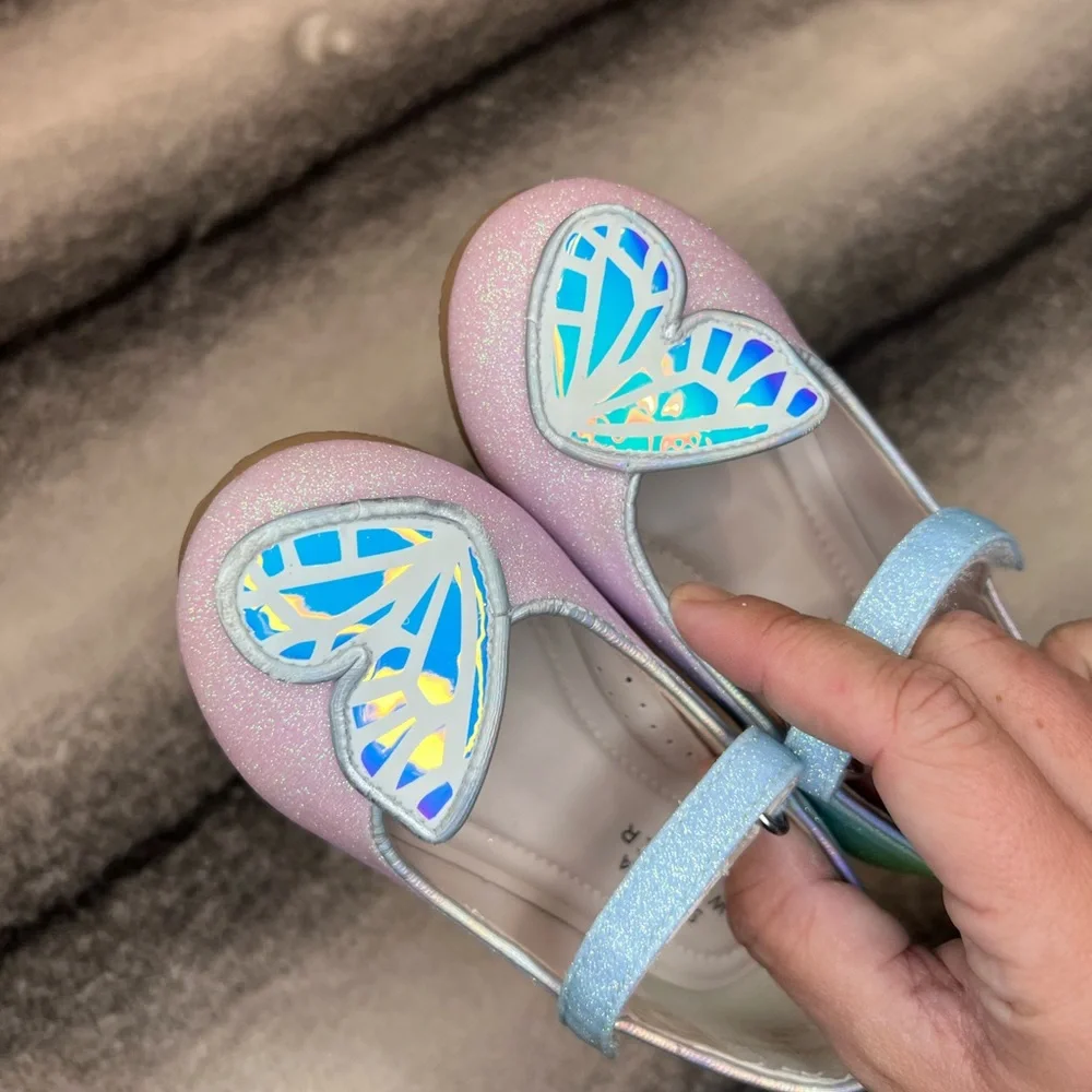 Sophia Webster Mini Butterfly Iridescent Rainbow Glitter Flats Infant Baby